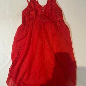 red lace babydoll dress with thigh slits